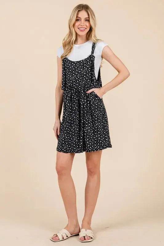 BOMBOM Floral Print Overalls with Pockets - Velveta Studio