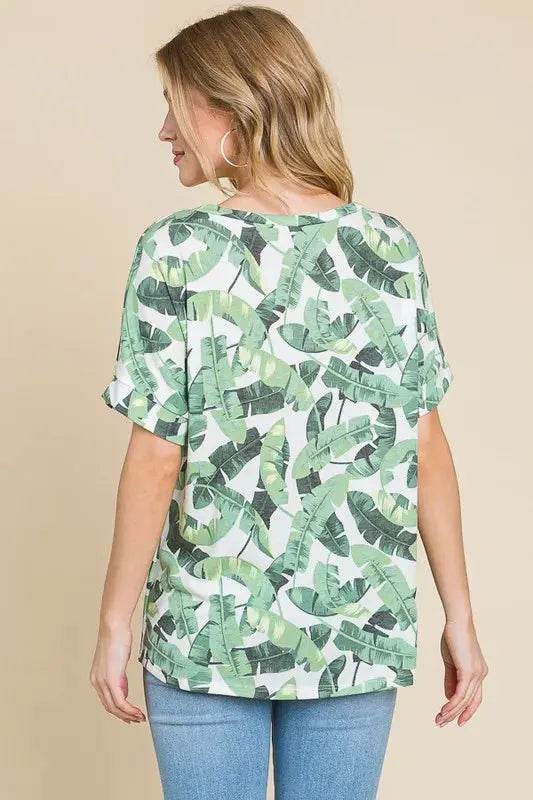 BOMBOM Lightweight Printed Round Neck Short Sleeve T-Shirt - Velveta Studio