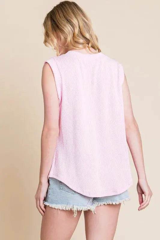 BOMBOM Rib Knit V-Neck Tank - Velveta Studio