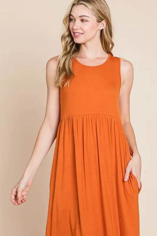 BOMBOM Sleeveless Maxi Dress with Pockets - Velveta Studio