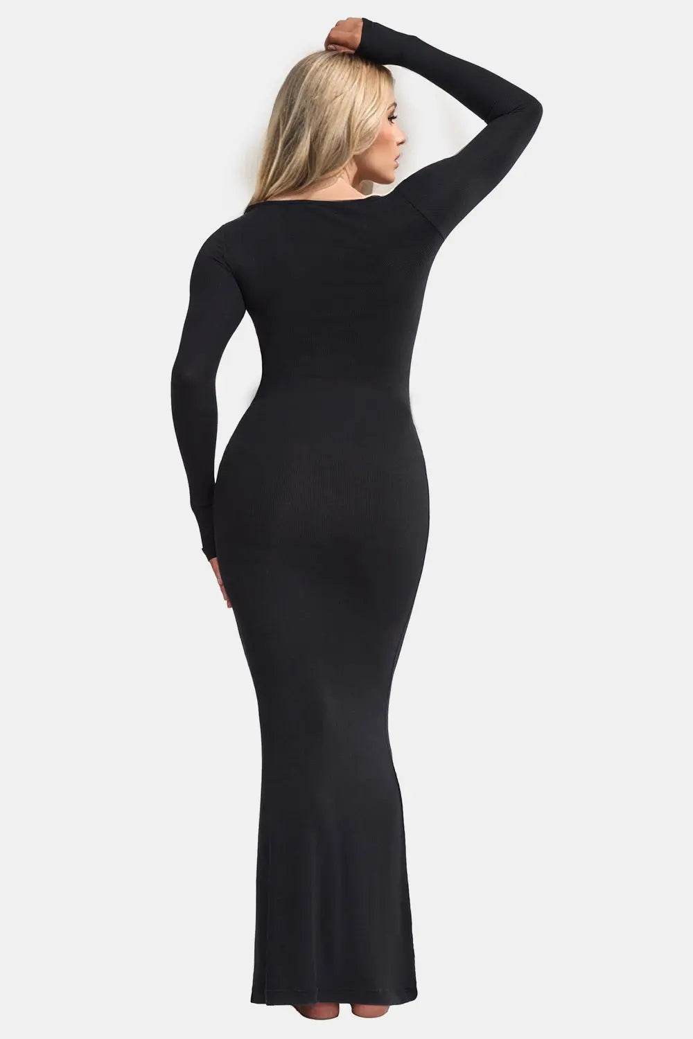 Basic Bae Built-In Shapewear Square Neck Long Sleeve Maxi Dress - Velveta Studio
