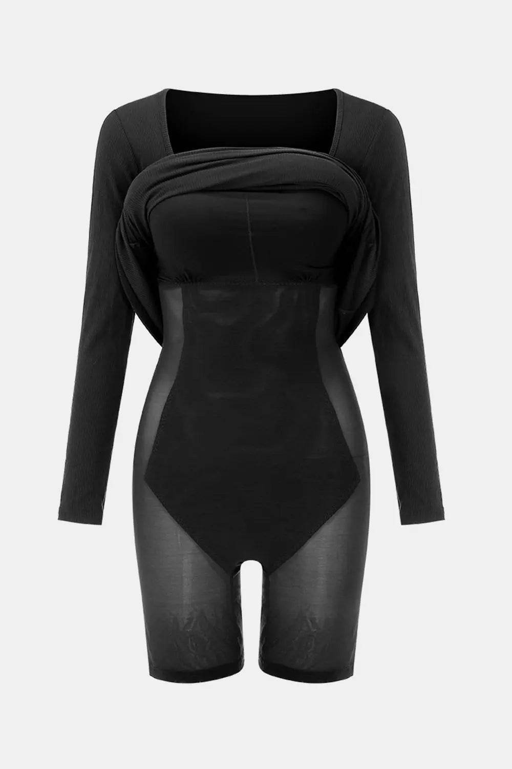 Basic Bae Built-In Shapewear Square Neck Long Sleeve Maxi Dress - Velveta Studio