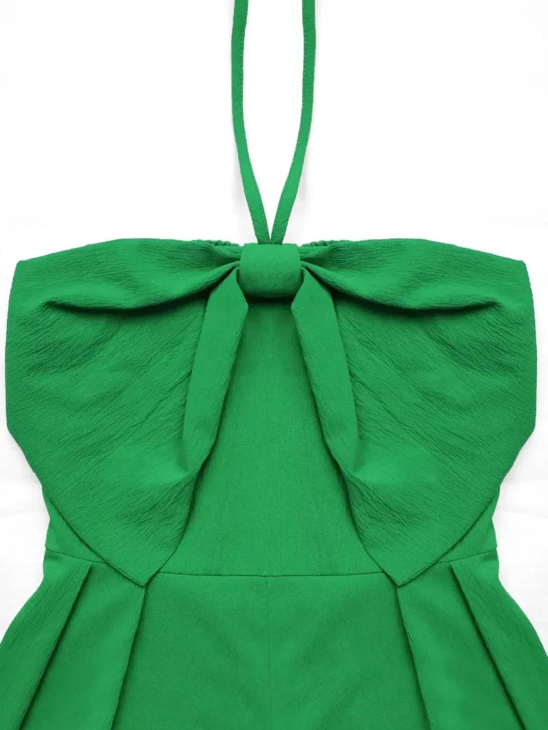 Bow Halter Neck Smocked Romper - Velveta Studio