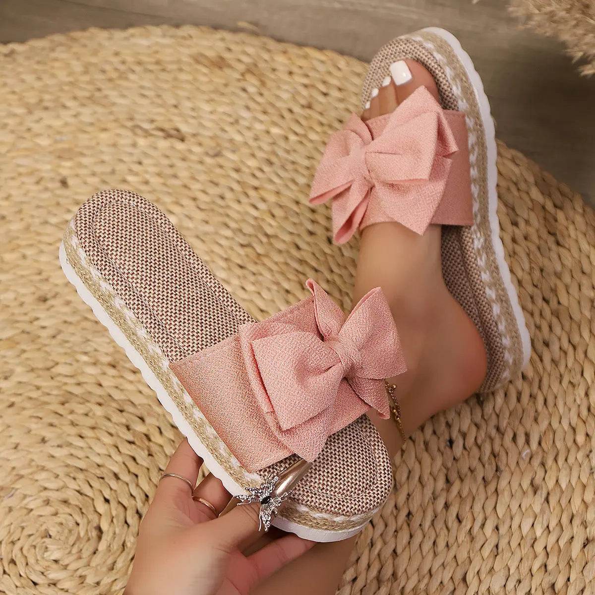 Bow Open Toe Platform Sandals - Velveta Studio