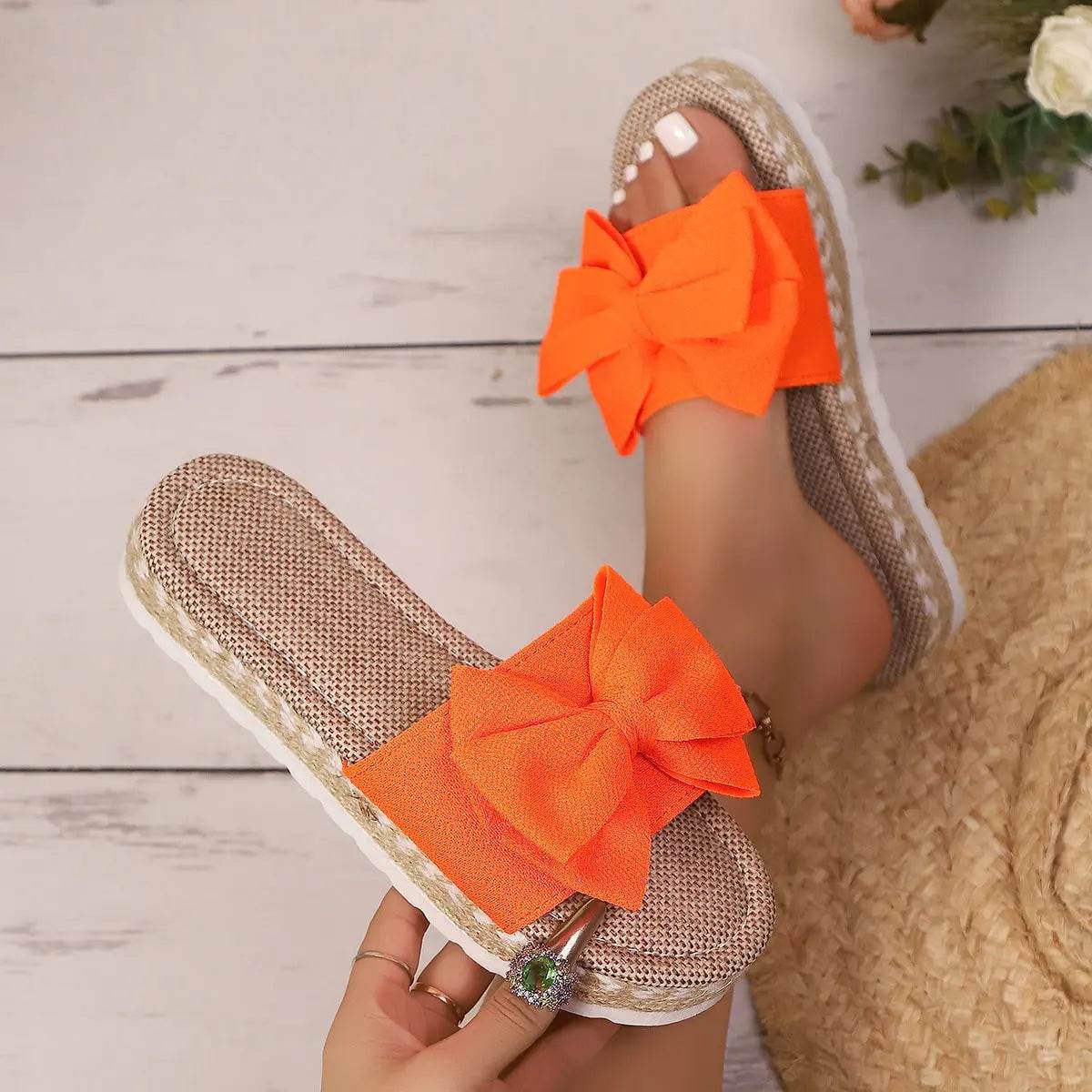 Bow Open Toe Platform Sandals - Velveta Studio