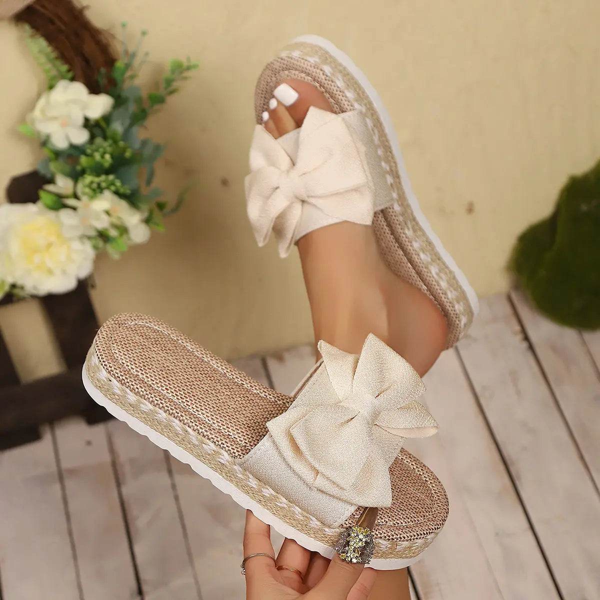 Bow Open Toe Platform Sandals - Velveta Studio