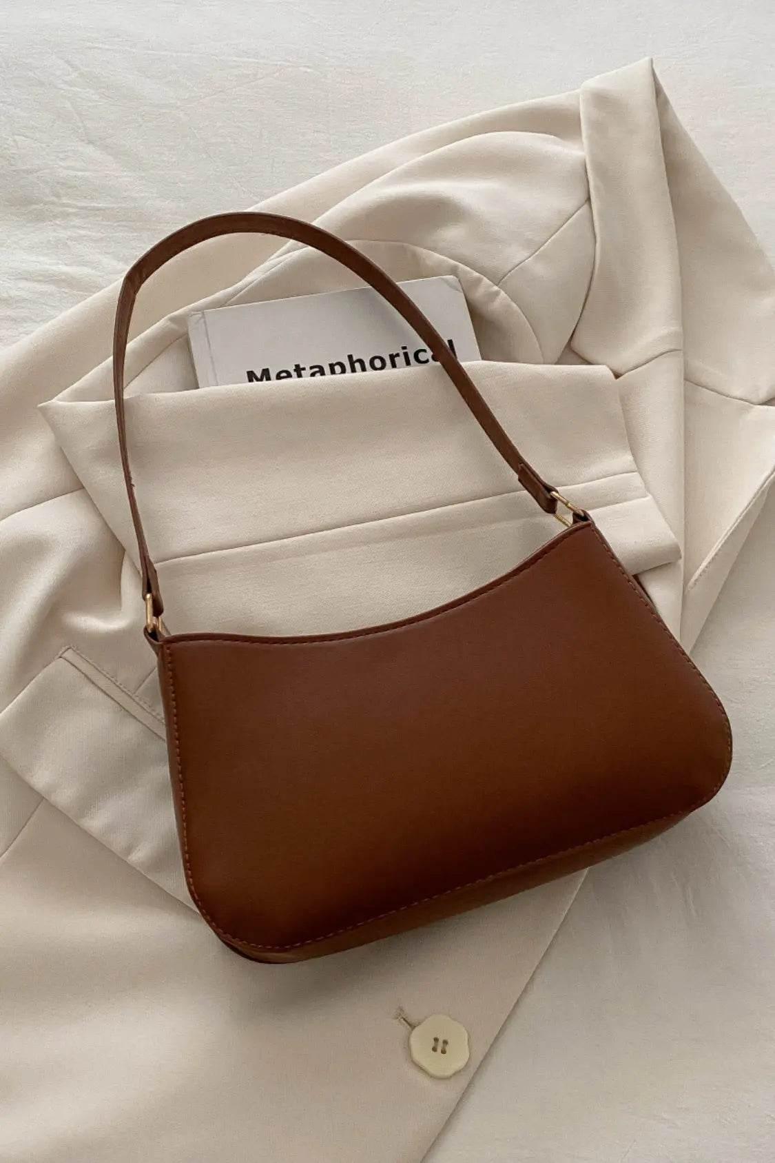 Bow Trim PU Leather Shoulder Bag - Velveta Studio