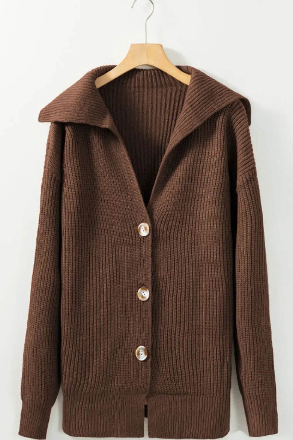 Button Down Collared Neck Cardigan - Velveta Studio