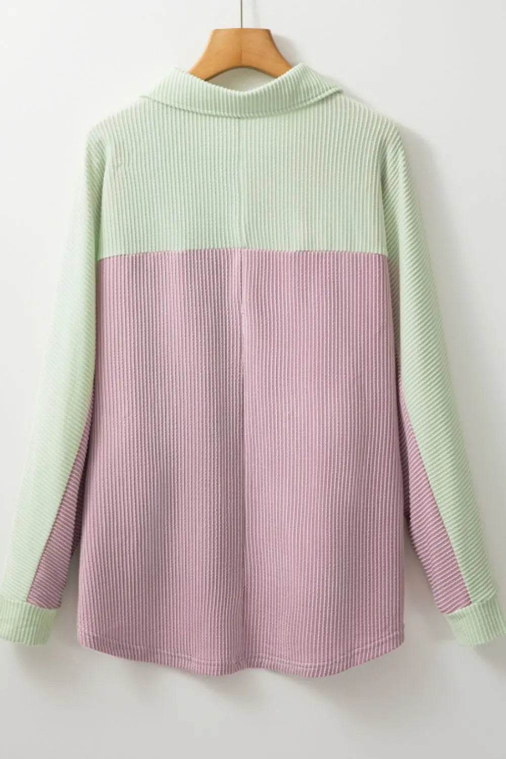Color Block Corded Button Up Shacket - Velveta Studio