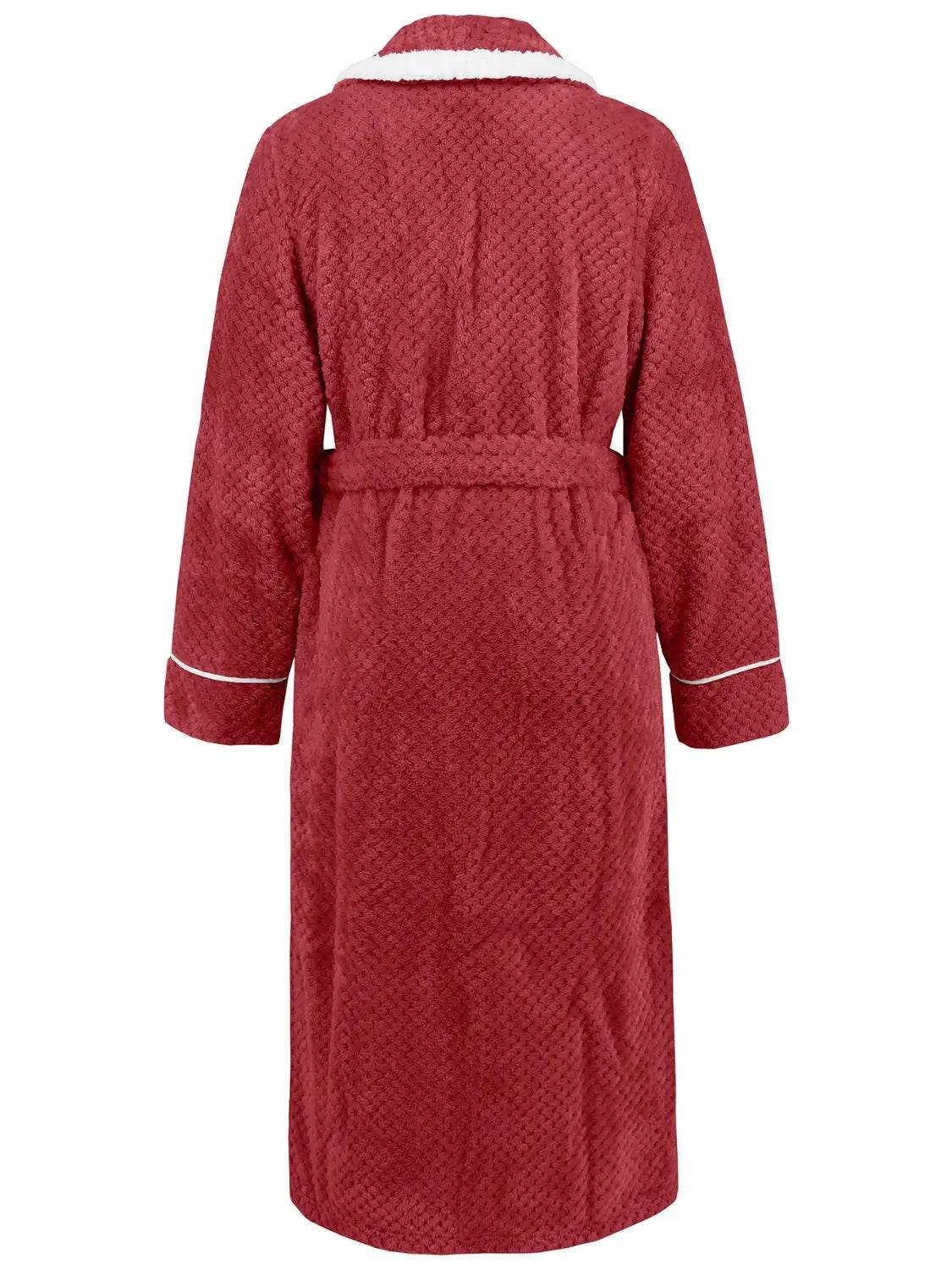 Contrast Trim Tie Waist Lounge Nightgown with Pockets - Velveta Studio
