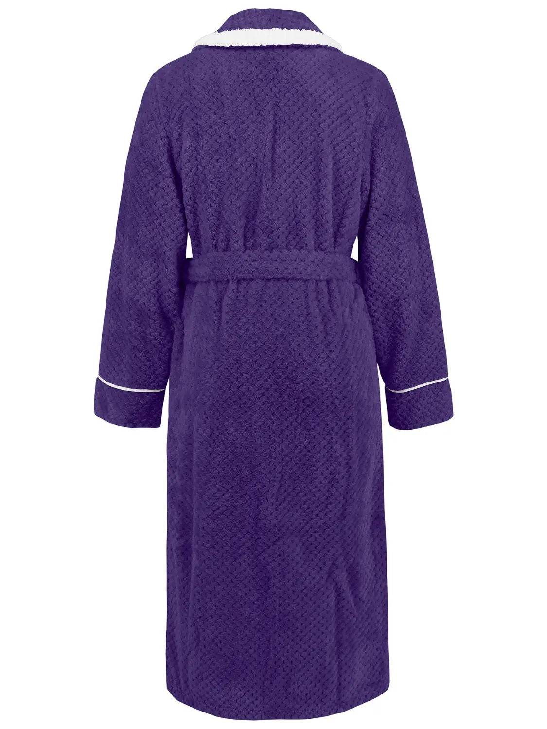Contrast Trim Tie Waist Lounge Nightgown with Pockets - Velveta Studio