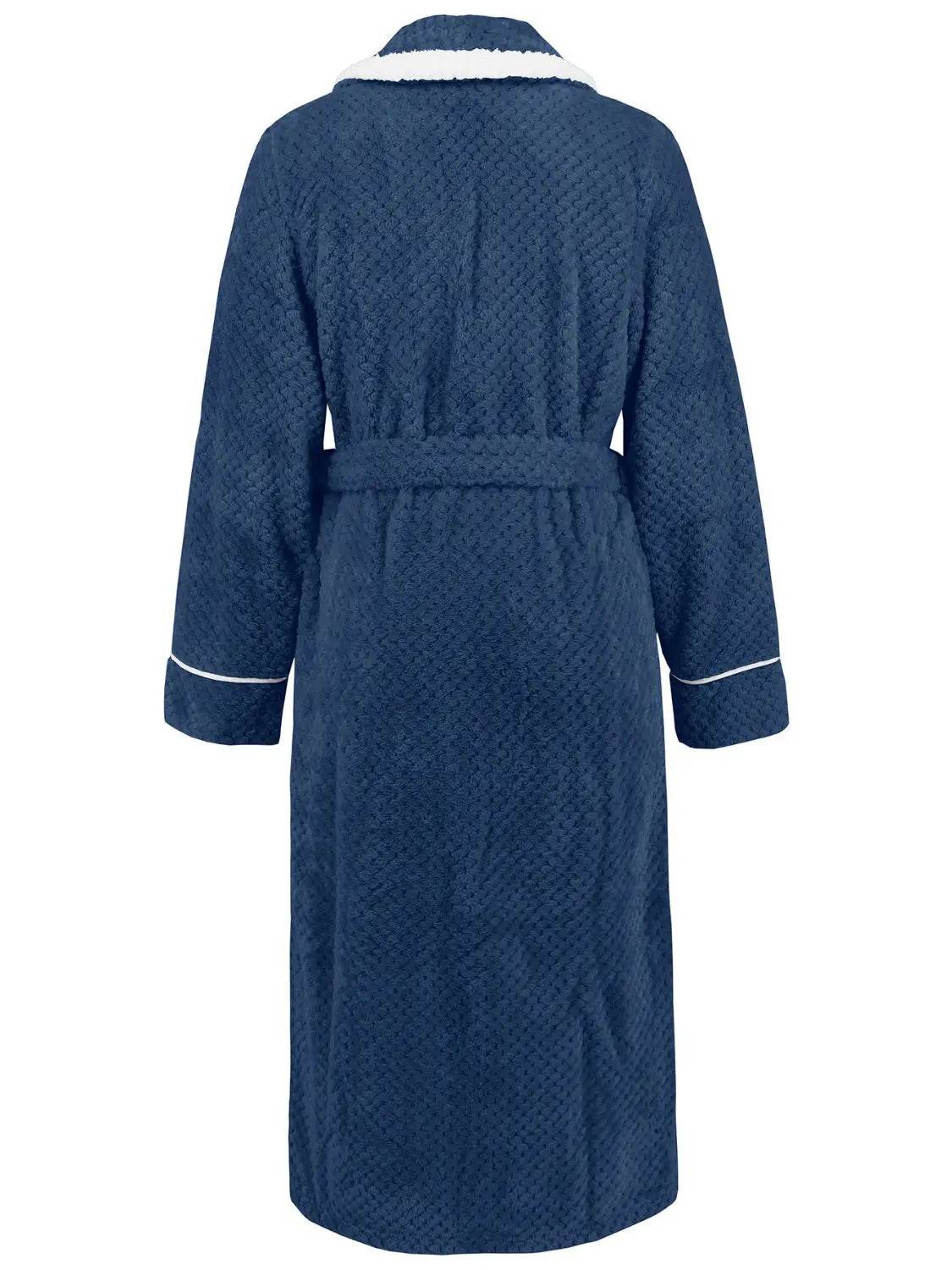 Contrast Trim Tie Waist Lounge Nightgown with Pockets - Velveta Studio