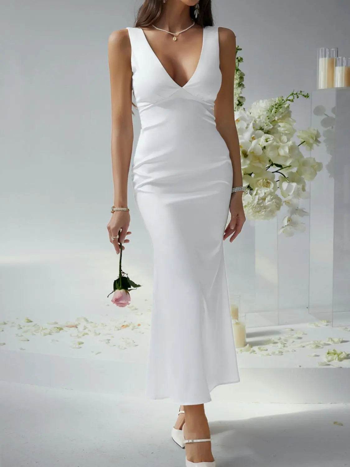 Devine Plunge Sleeveless Maxi Dress - Velveta Studio