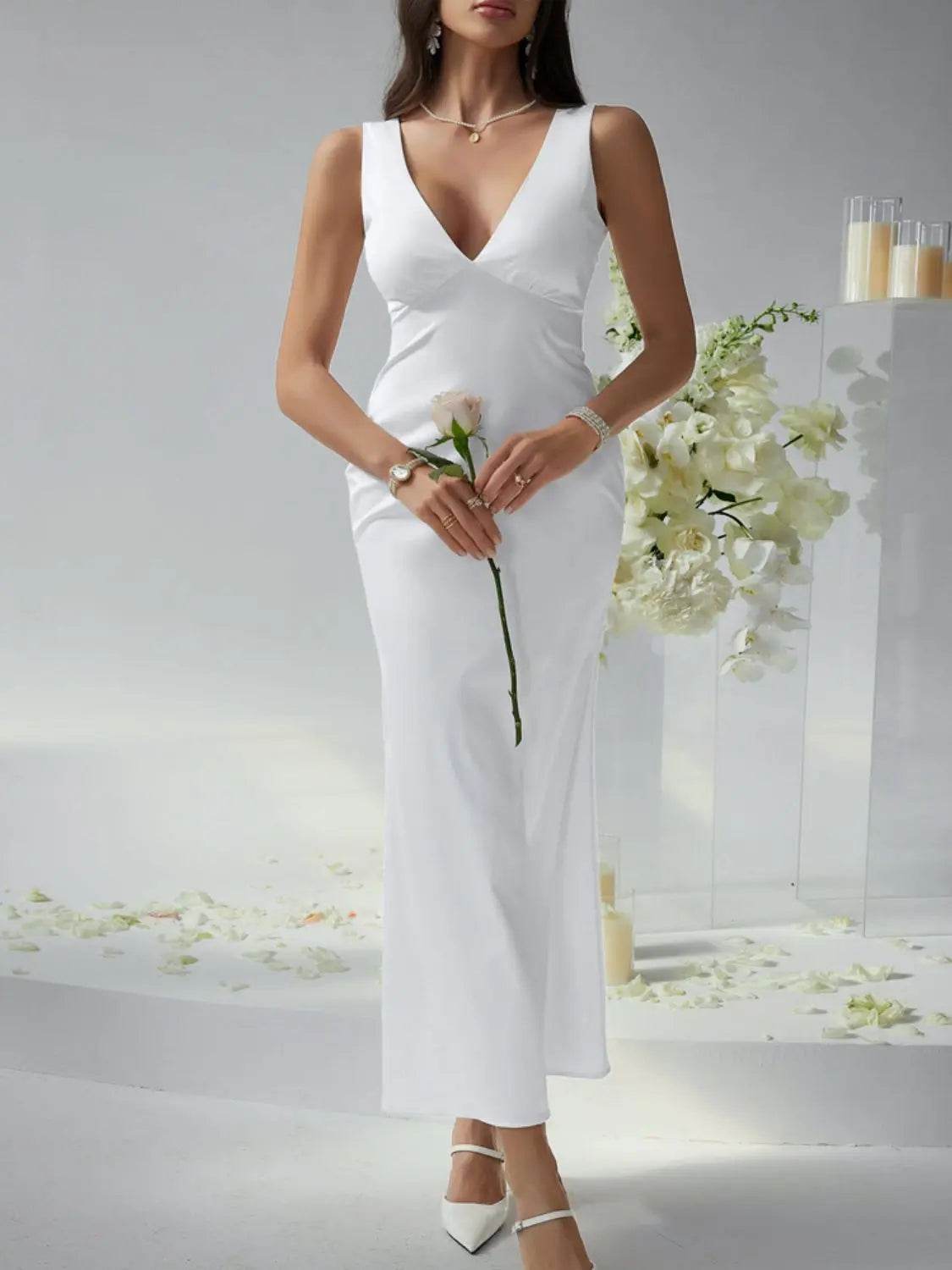 Devine Plunge Sleeveless Maxi Dress - Velveta Studio