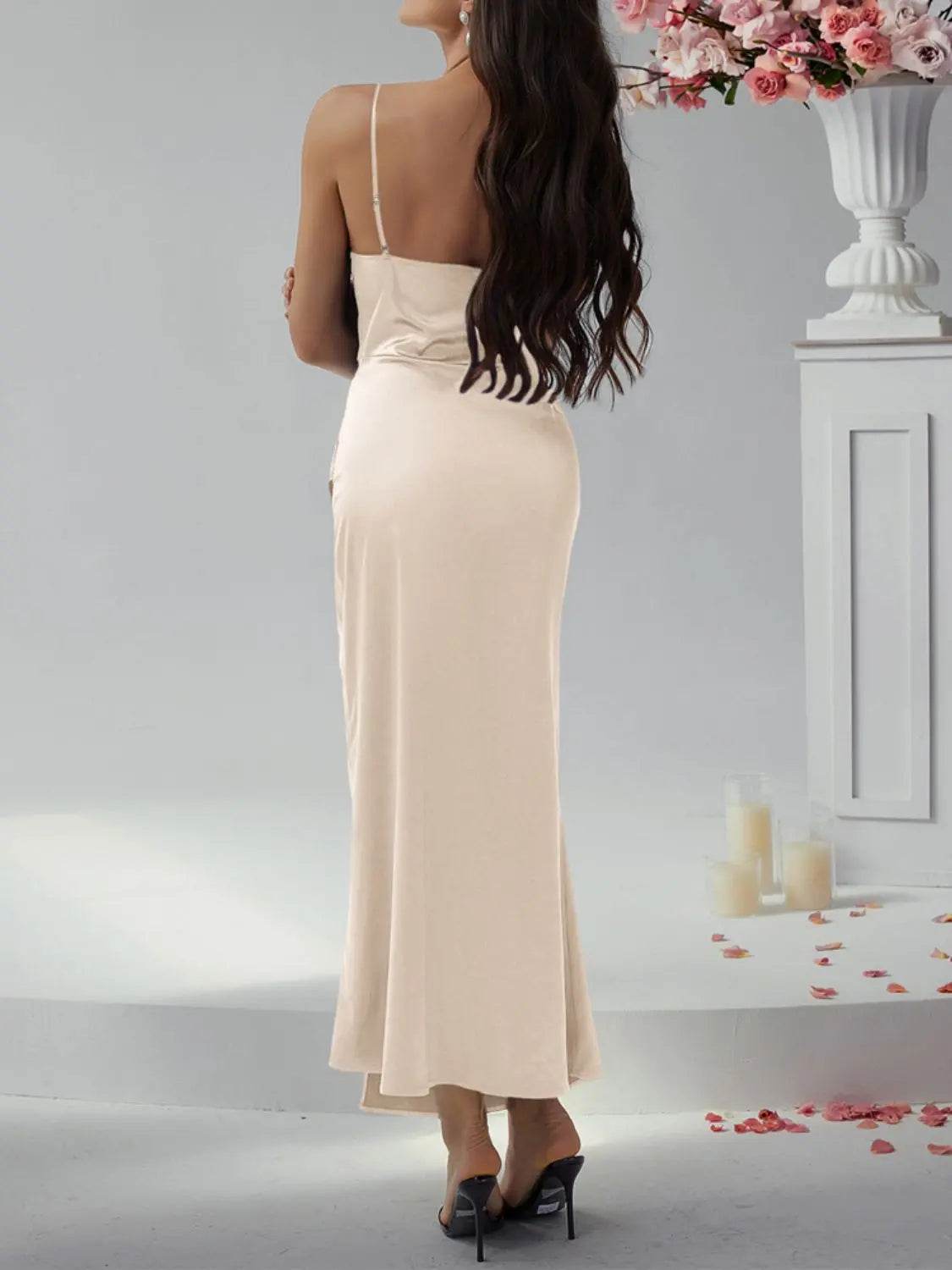 Devine Slit Ruched Maxi Cami Dress - Velveta Studio