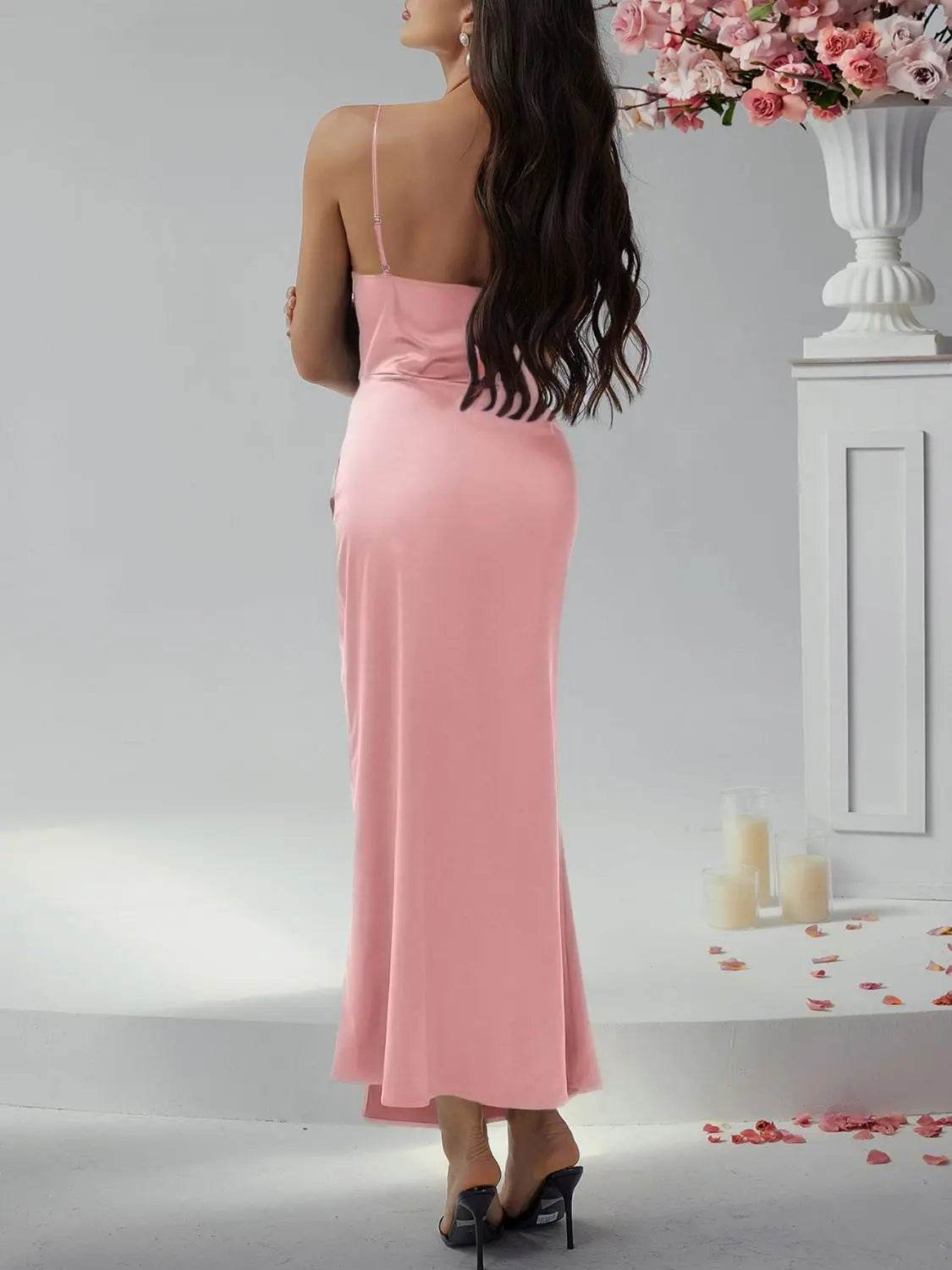 Devine Slit Ruched Maxi Cami Dress - Velveta Studio