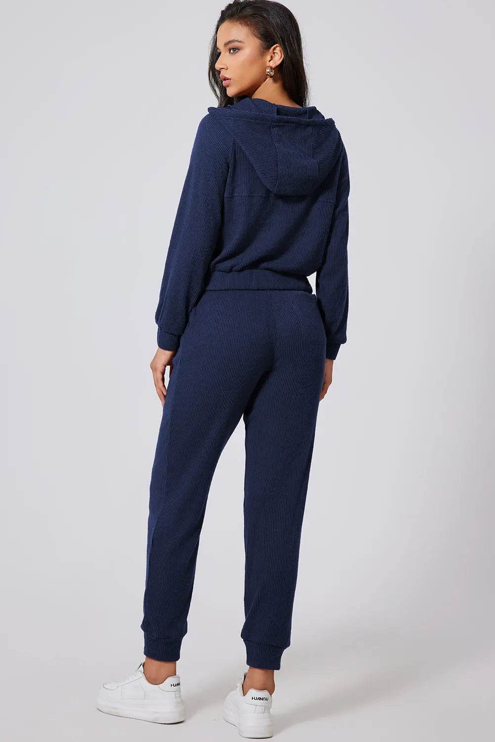 Drawstring Half Zip Hoodie and Joggers Active Set - Velveta Studio