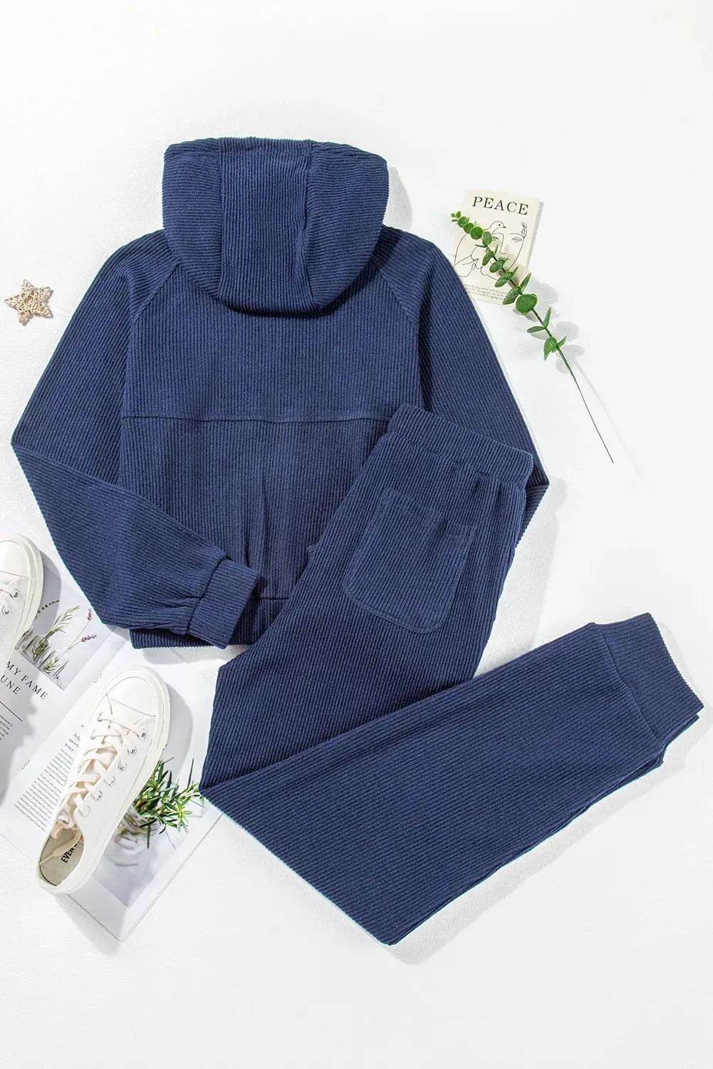 Drawstring Half Zip Hoodie and Joggers Active Set - Velveta Studio