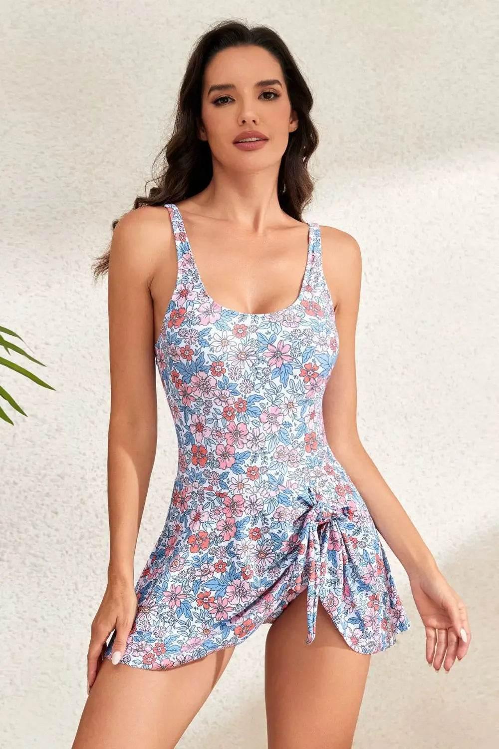 Drawstring Scoop Neck Wide Strap One-Piece Swimwear - Velveta Studio