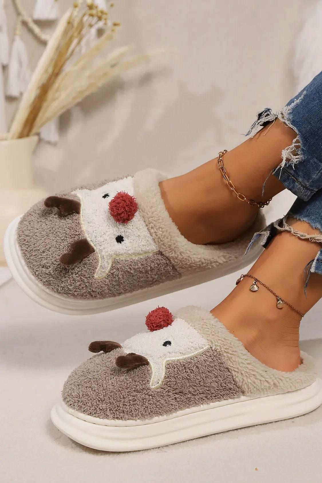 Elk Furry PVC Flat Slippers - Velveta Studio
