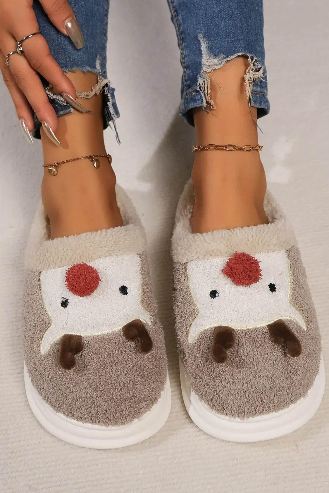 Elk Furry PVC Flat Slippers - Velveta Studio