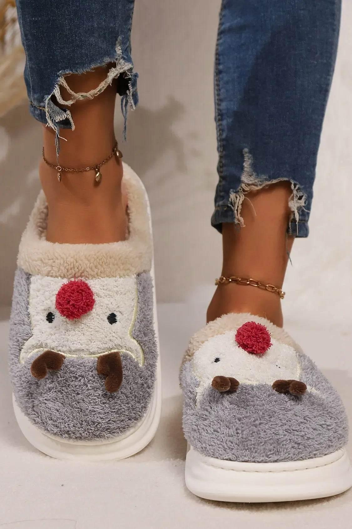 Elk Furry PVC Flat Slippers - Velveta Studio
