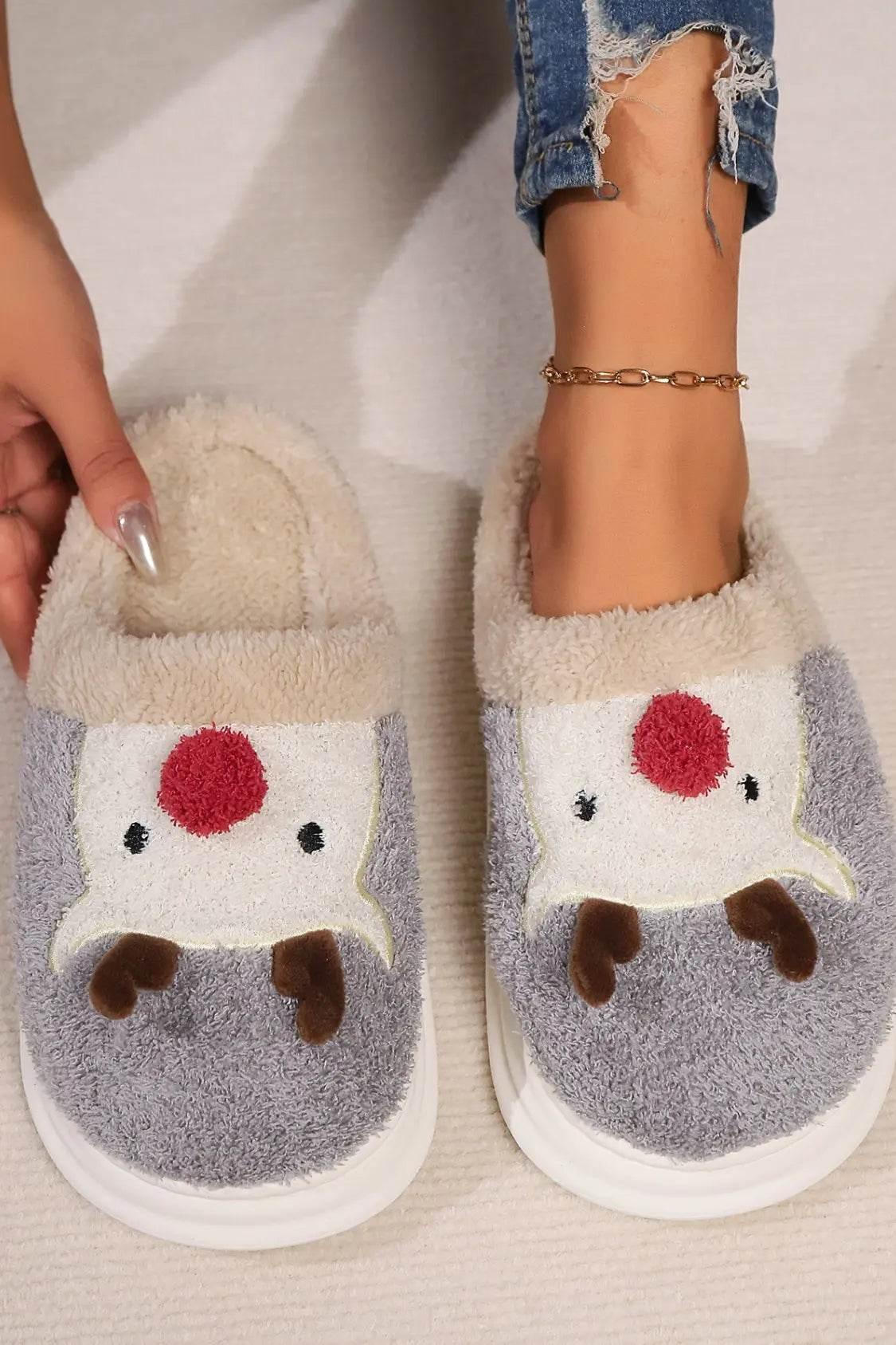 Elk Furry PVC Flat Slippers - Velveta Studio