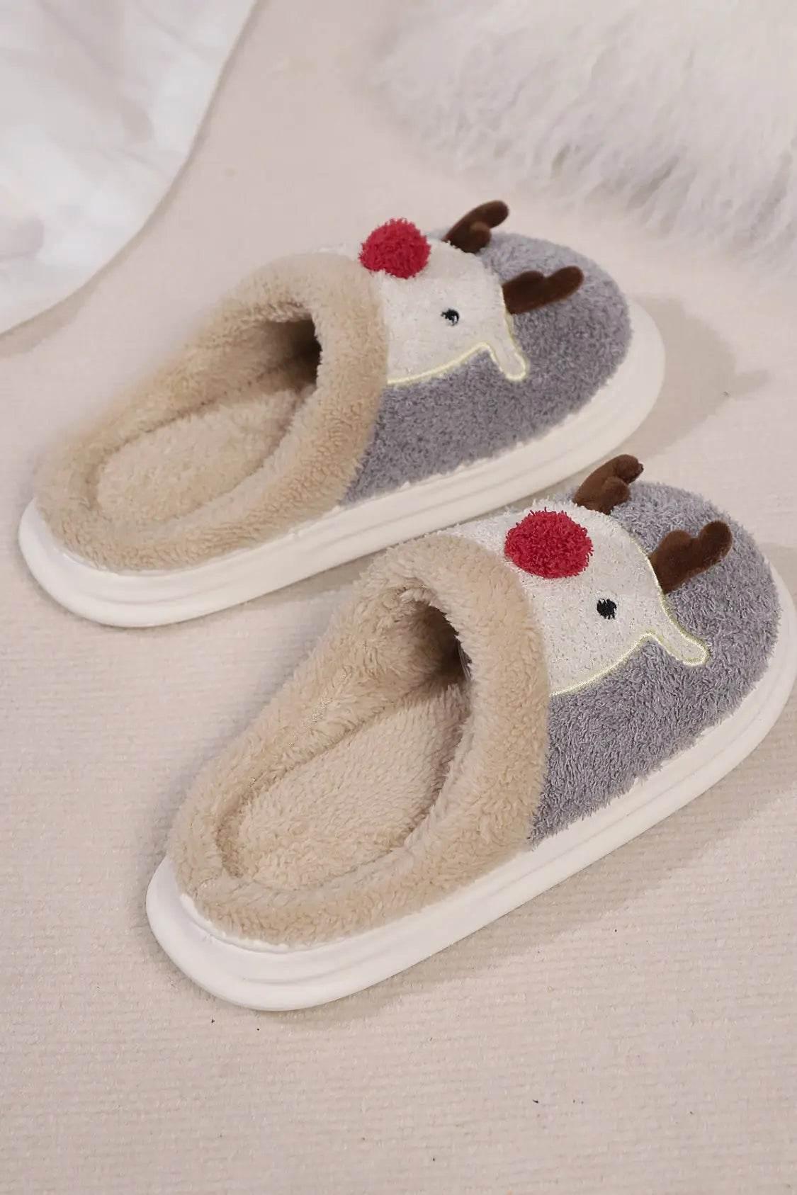 Elk Furry PVC Flat Slippers - Velveta Studio