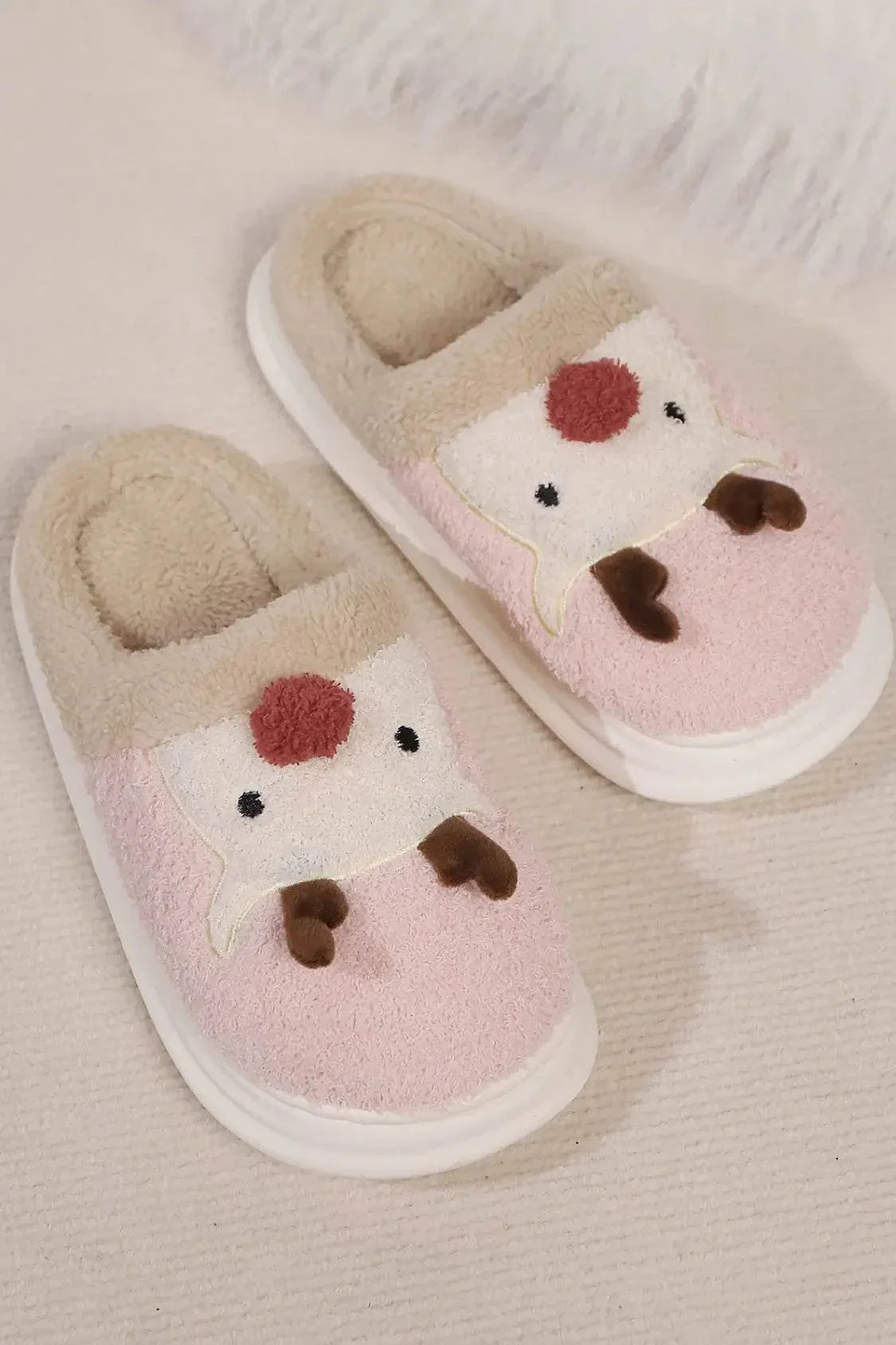Elk Furry PVC Flat Slippers - Velveta Studio