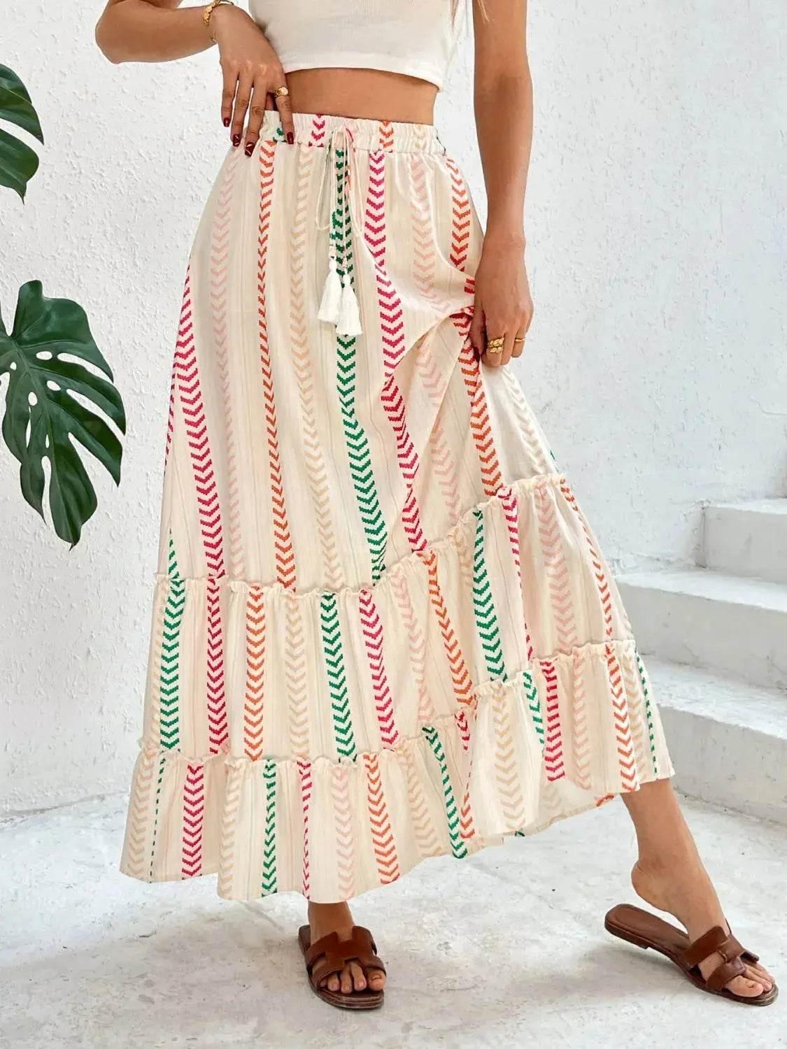Frill Printed Maxi Skirt - Velveta Studio