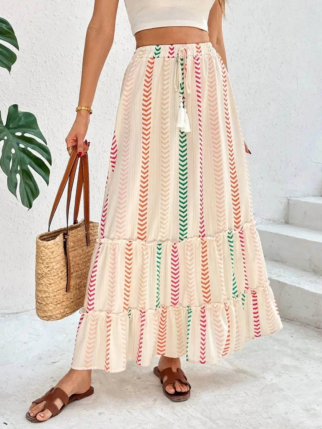 Frill Printed Maxi Skirt - Velveta Studio