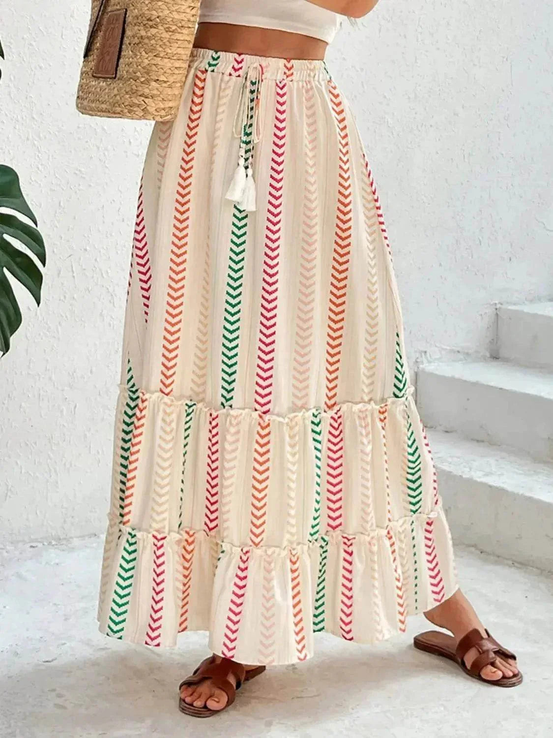 Frill Printed Maxi Skirt - Velveta Studio
