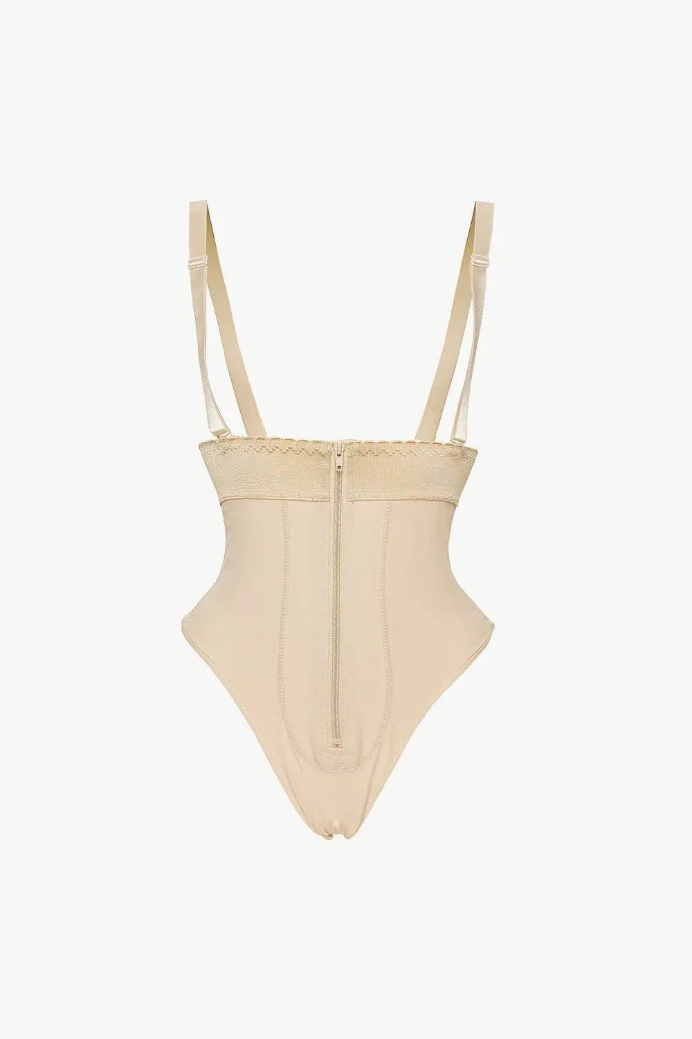 Full Size Adjustable Strap Zip-Up Shaping Bodysuit - Velveta Studio