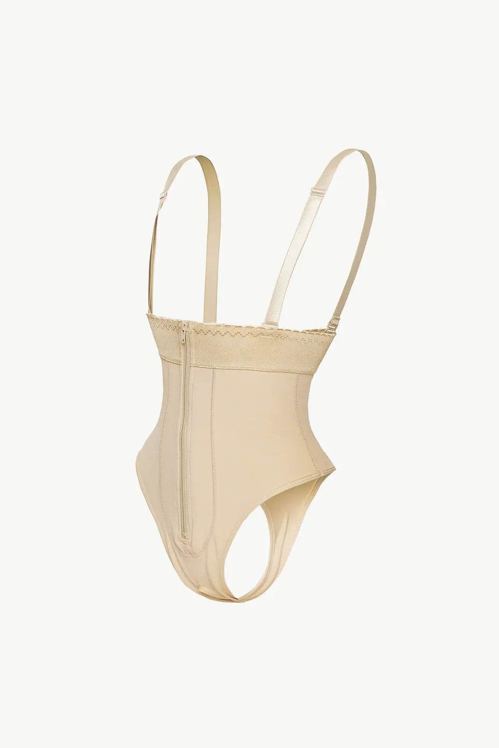 Full Size Adjustable Strap Zip-Up Shaping Bodysuit - Velveta Studio