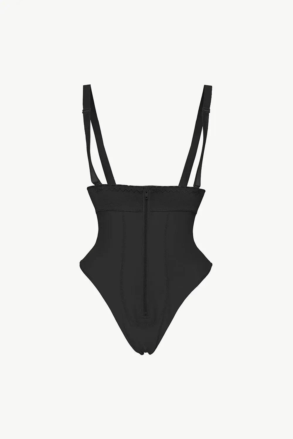 Full Size Adjustable Strap Zip-Up Shaping Bodysuit - Velveta Studio
