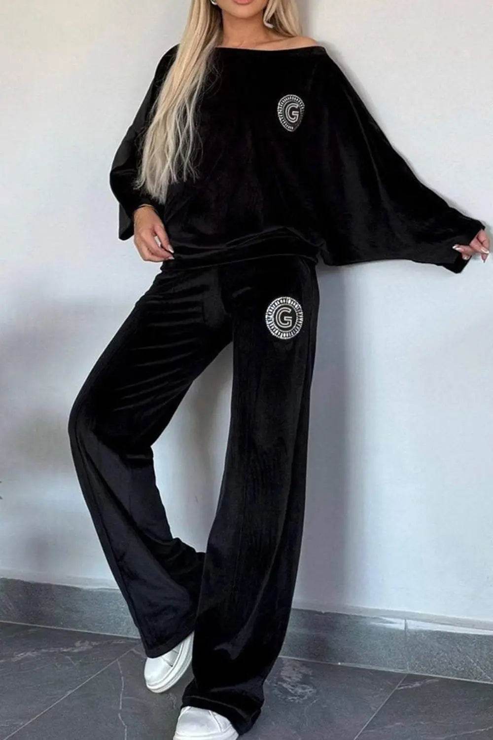 Full Size Boat Neck Long Sleeve Top and Pants Set - Velveta Studio