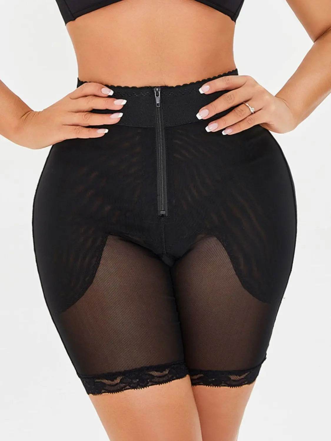 Full Size High-Waisted Lace Trim Shaping Shorts - Velveta Studio