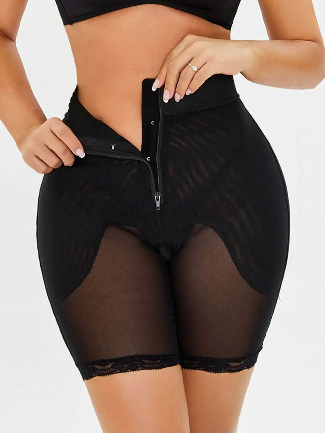 Full Size High-Waisted Lace Trim Shaping Shorts - Velveta Studio