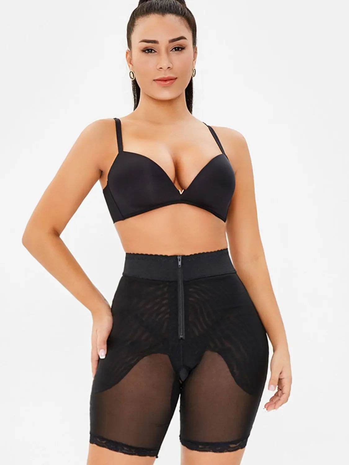 Full Size High-Waisted Lace Trim Shaping Shorts - Velveta Studio