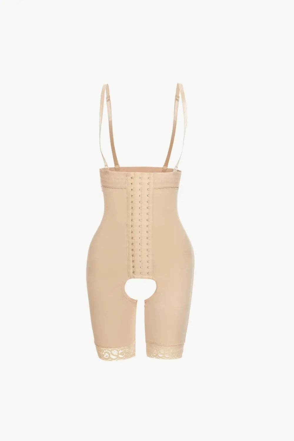 Full Size Hook-and-Eye Lace Trim Shaping Bodysuit - Velveta Studio