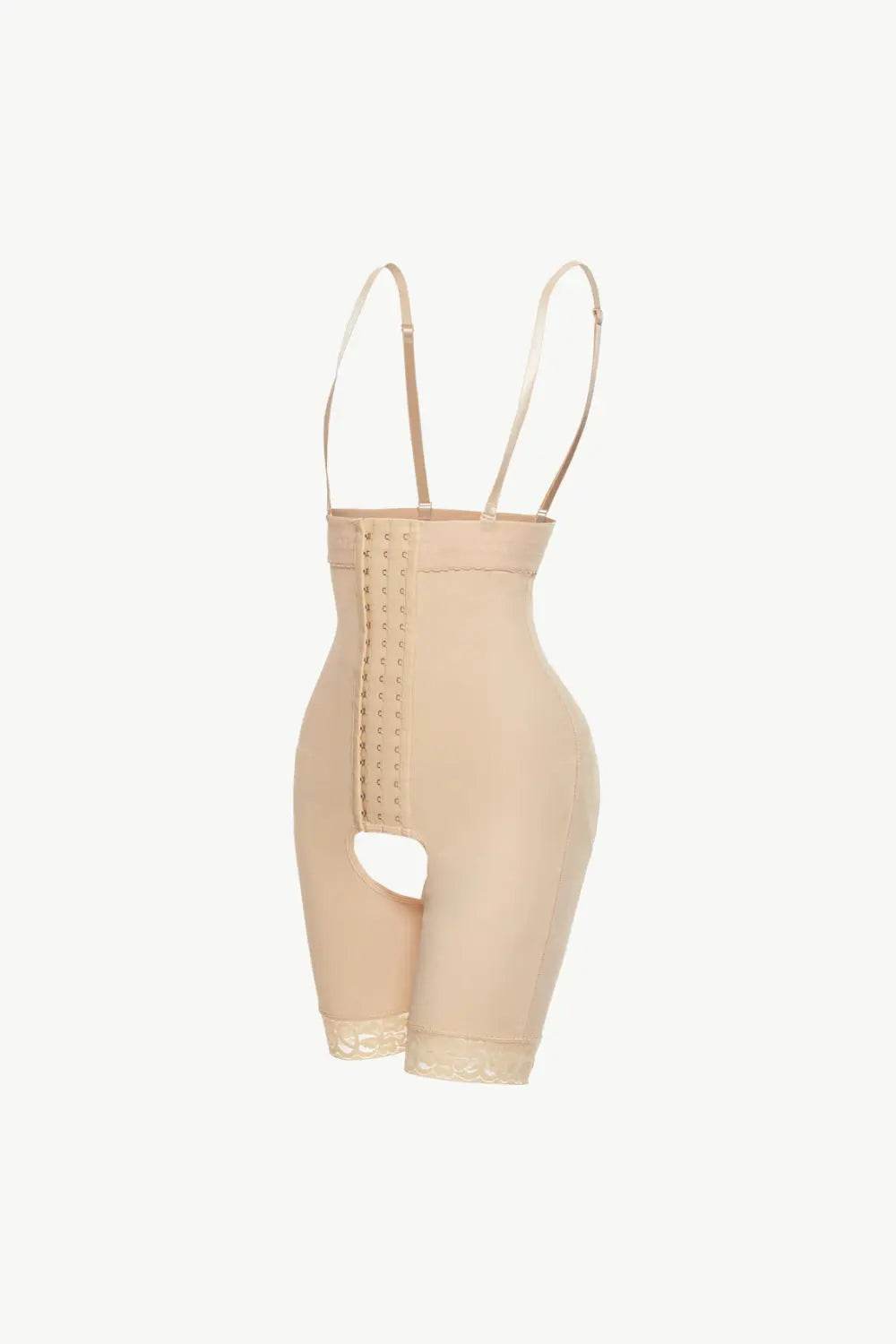 Full Size Hook-and-Eye Lace Trim Shaping Bodysuit - Velveta Studio