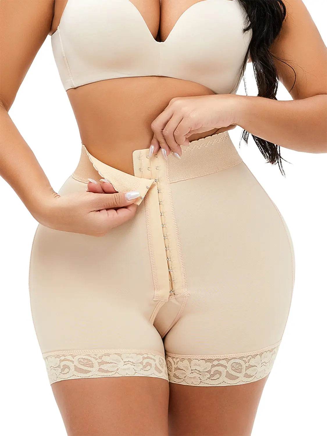 Full Size Lace Detail Hook-and-Eye Shaping Shorts - Velveta Studio