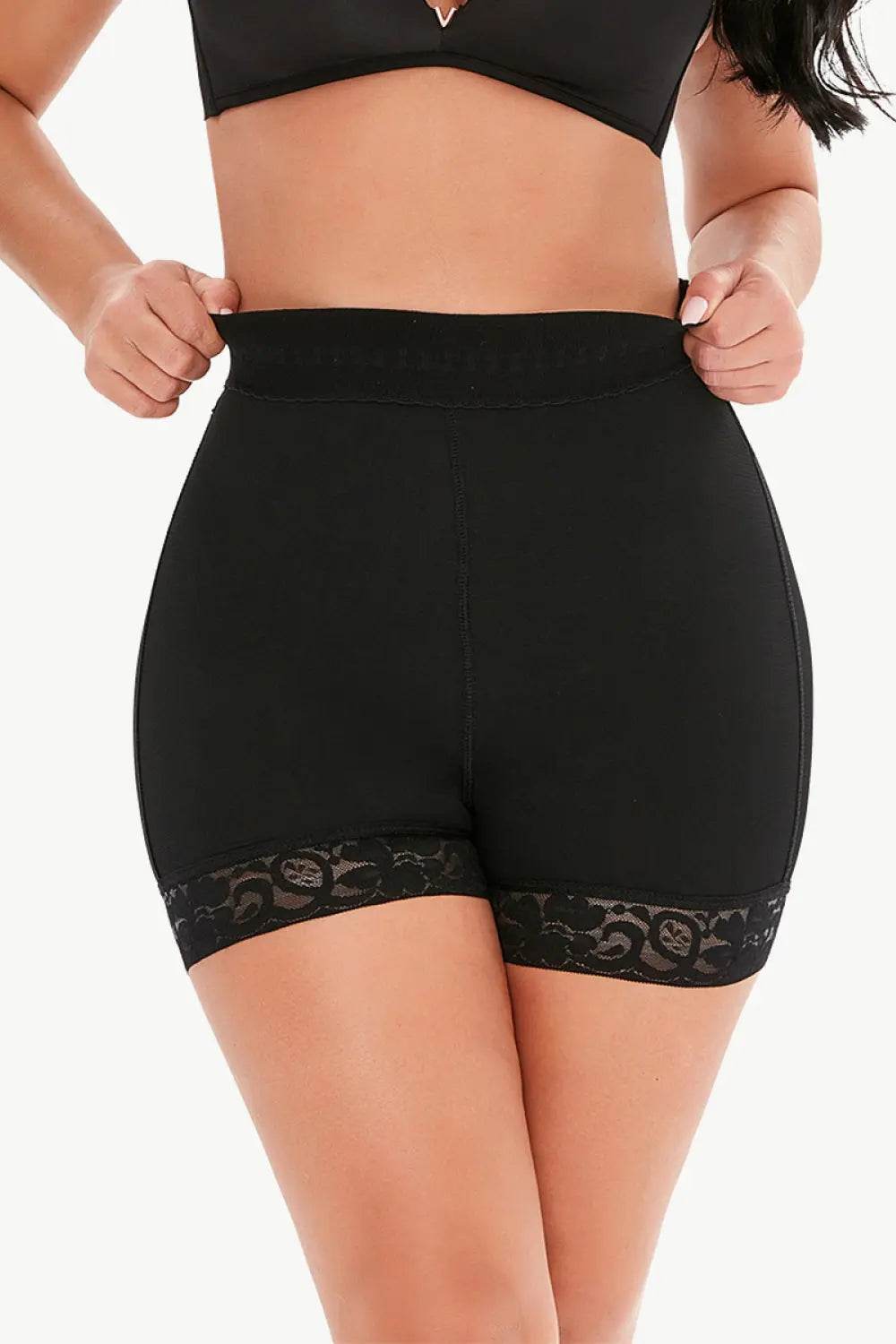 Full Size Pull-On Lace Trim Shaping Shorts - Velveta Studio