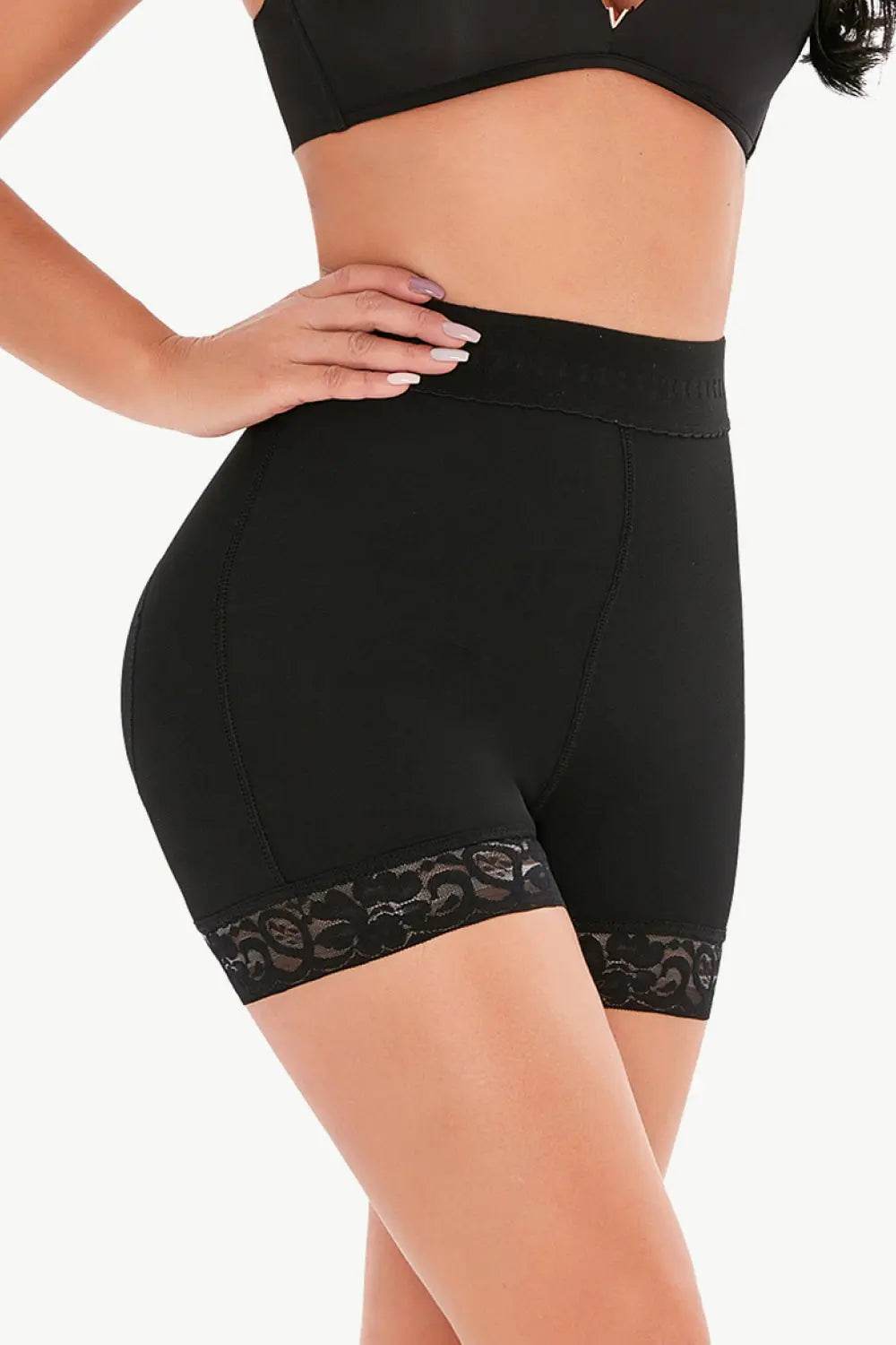 Full Size Pull-On Lace Trim Shaping Shorts - Velveta Studio