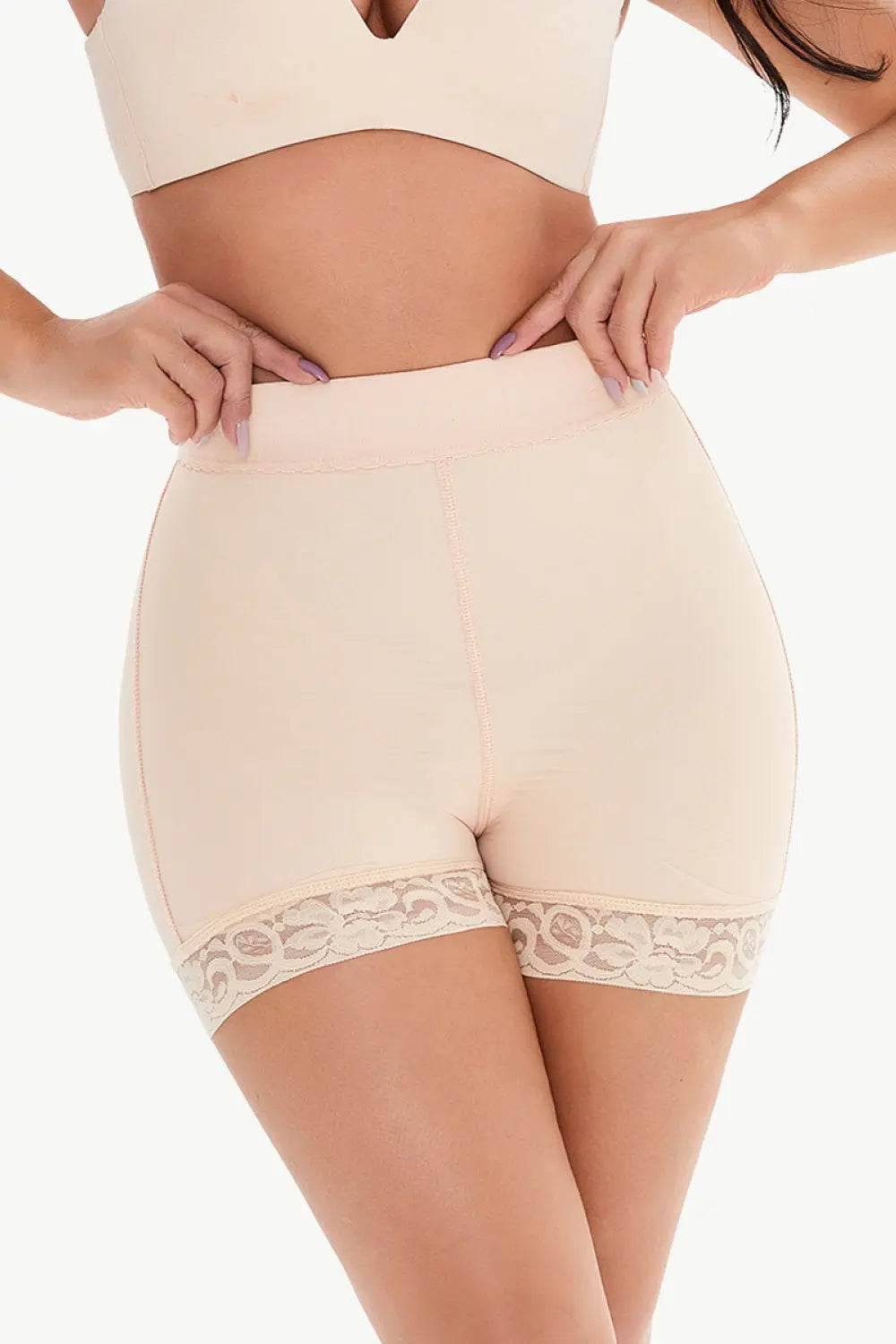 Full Size Pull-On Lace Trim Shaping Shorts - Velveta Studio