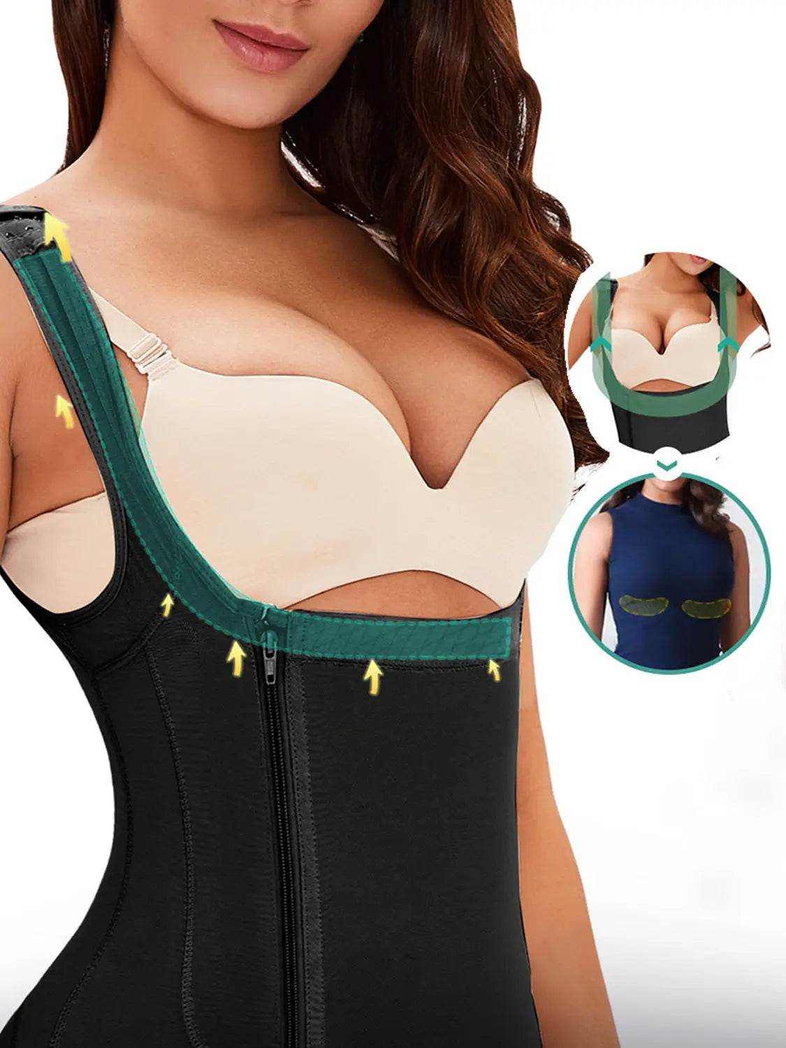 Full Size Side Zip Up Wide Strap Shapewear - Velveta Studio