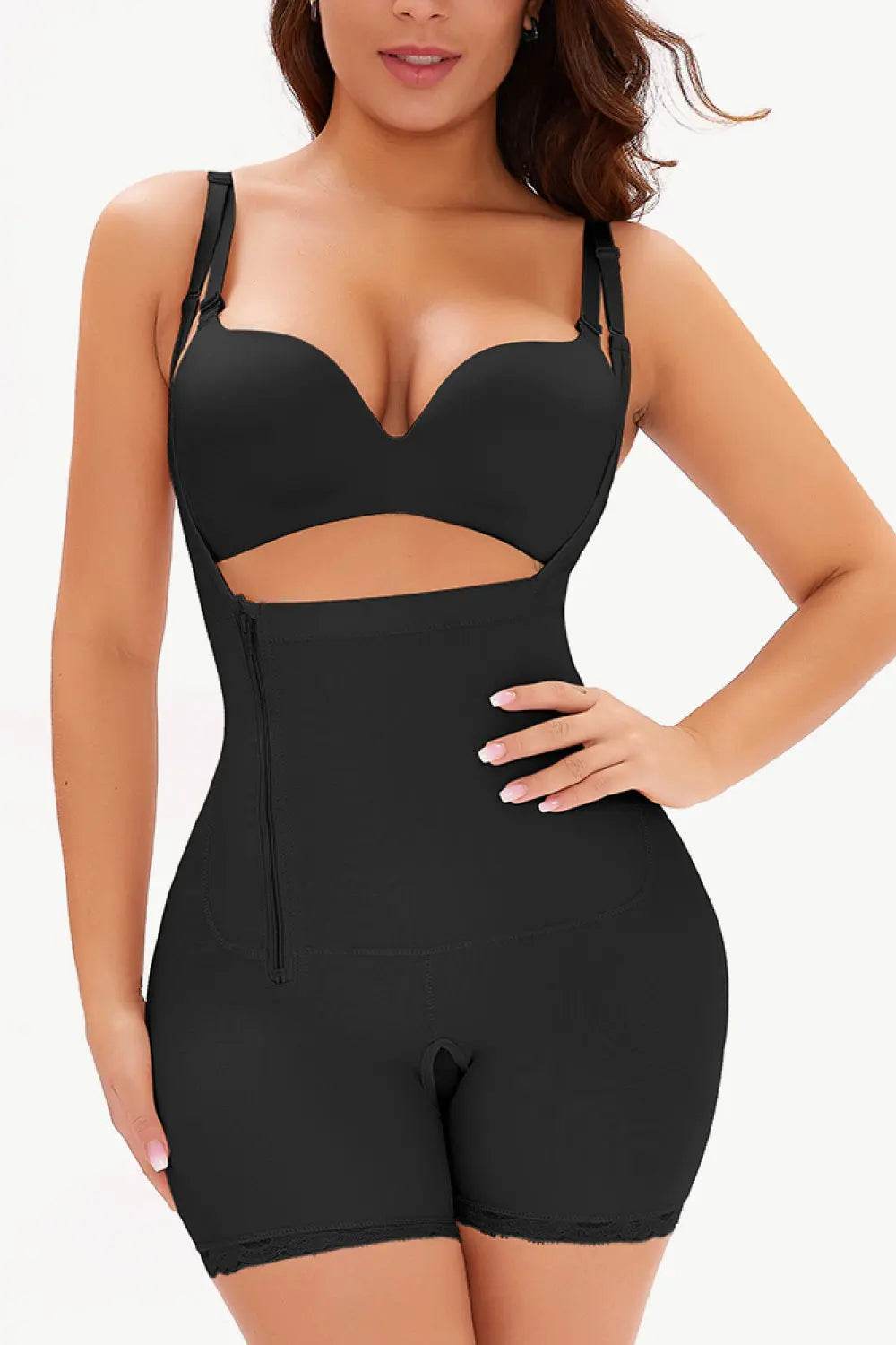 Full Size Side Zipper Under-Bust Shaping Bodysuit - Velveta Studio
