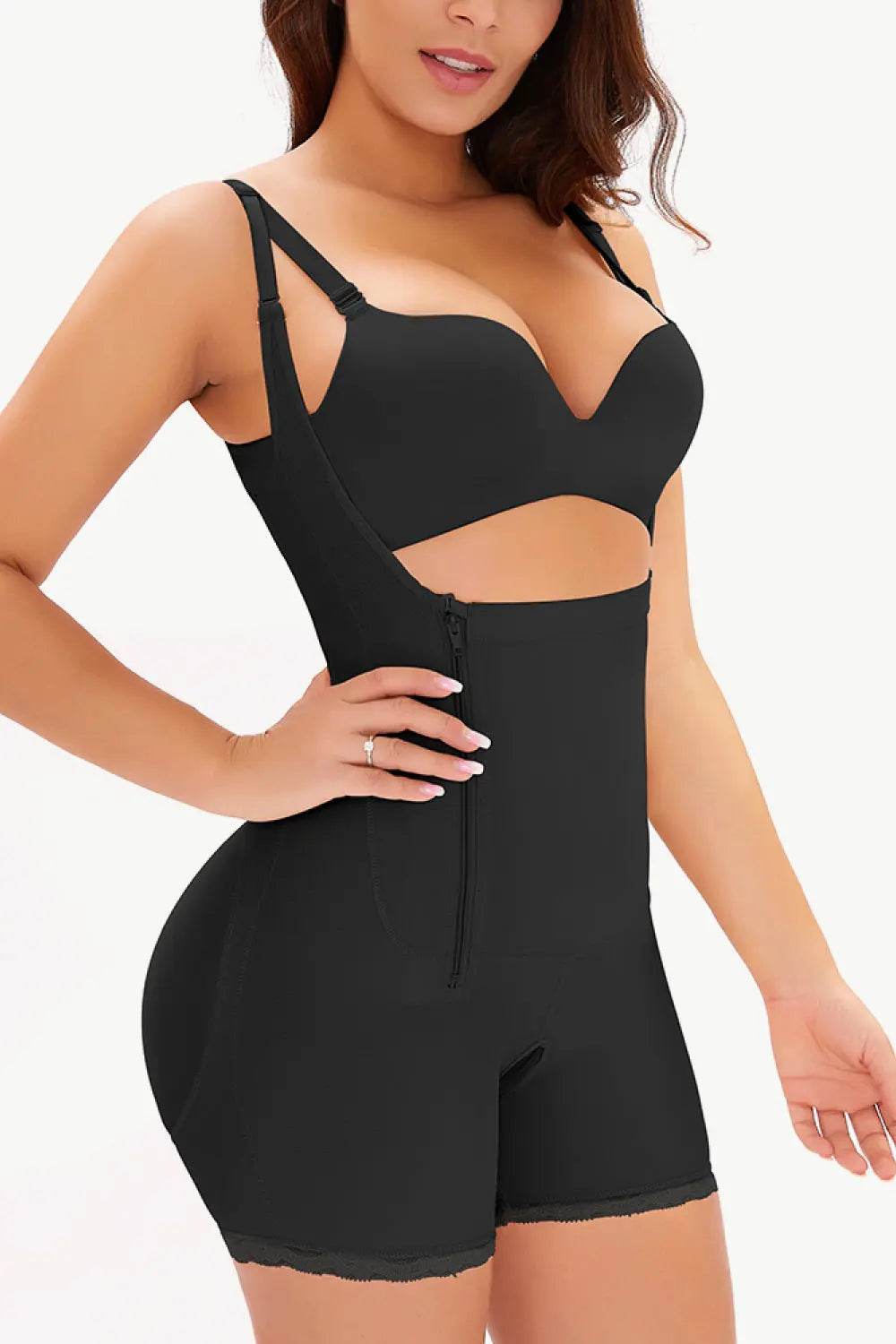 Full Size Side Zipper Under-Bust Shaping Bodysuit - Velveta Studio