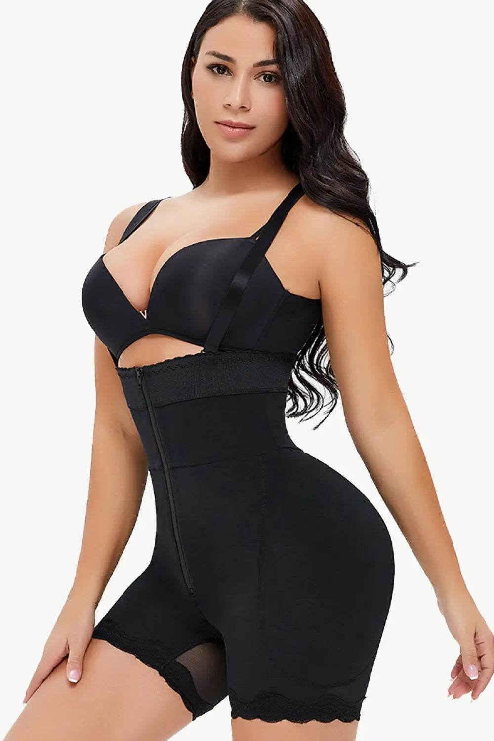 Full Size Spaghetti Strap Lace Trim Shaping Bodysuit - Velveta Studio