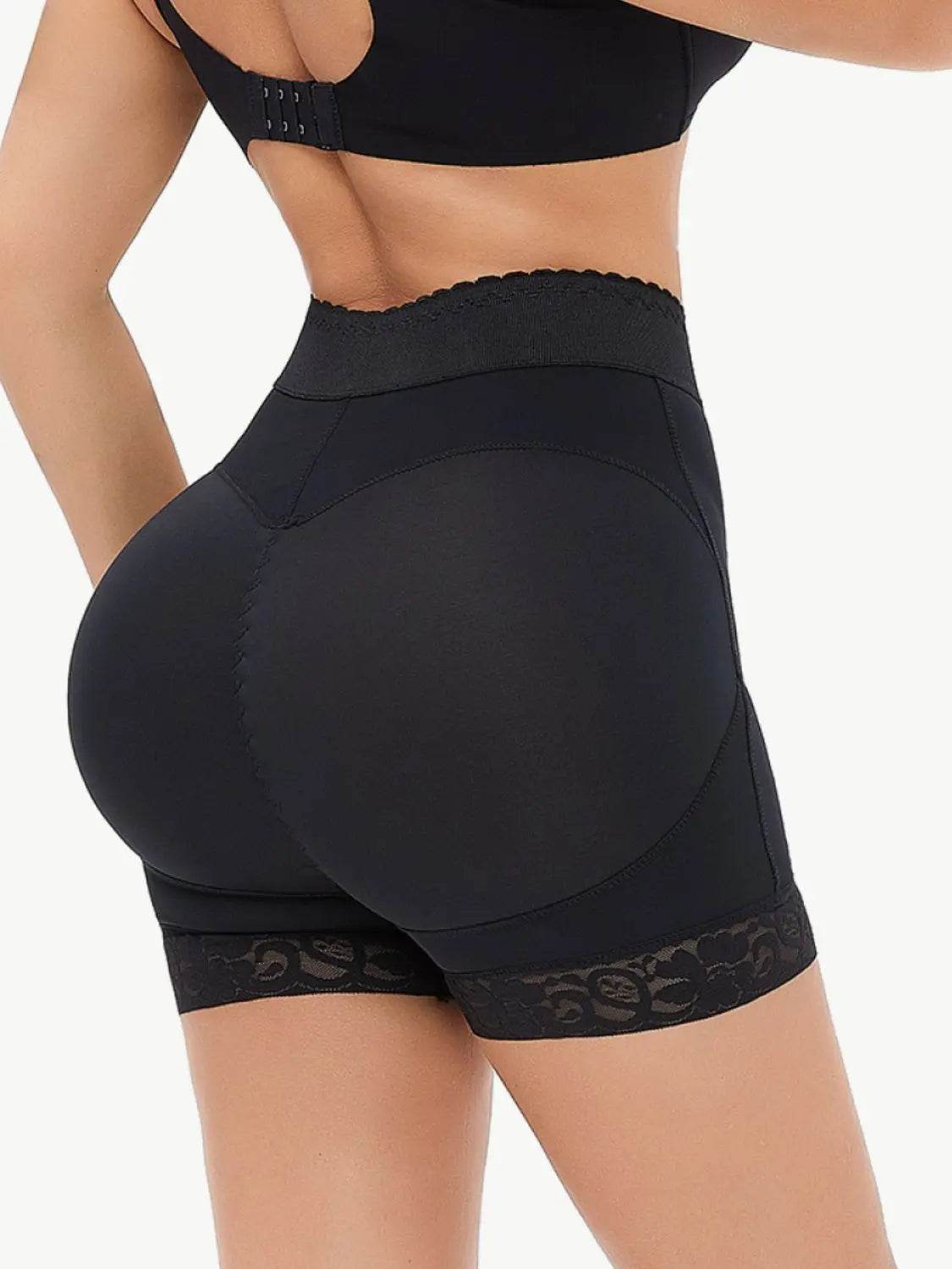Full Size Zip-Up Lace Trim Shaping Shorts - Velveta Studio